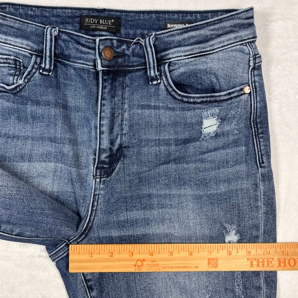 Judy Blue Boyfriend Jeans Womens 9/29 (Fits 30x29) Blue Distressed Relaxed - Picture 14 of 16